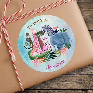 Adesivo Animais de safari selva aniversário aquarela