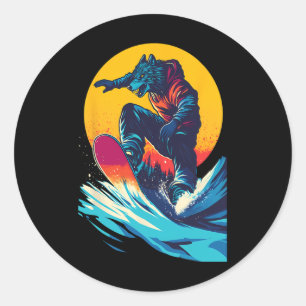 Adesivo Animais De Snowboard - Lobo Num Snowboard Snowboar