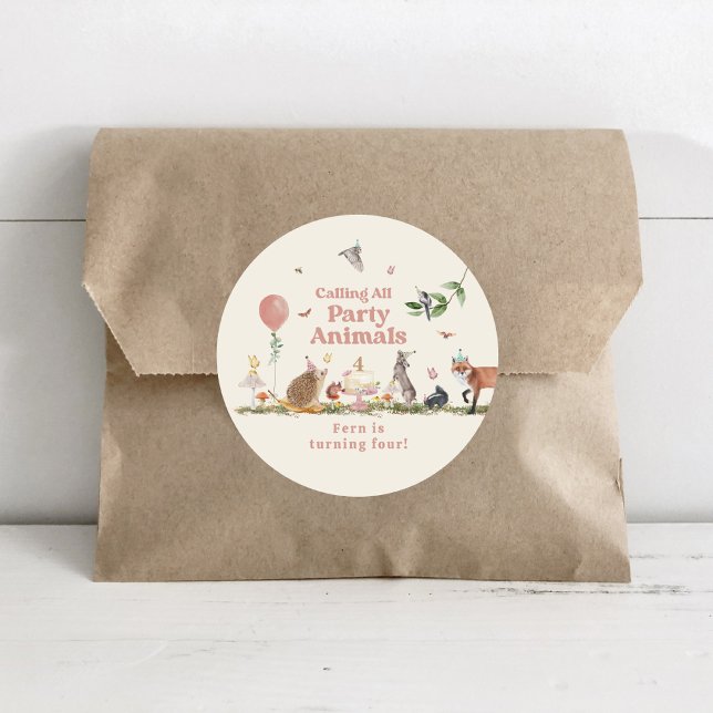 Adesivo Animais do Partido Woodland Festa de aniversário R (Criador carregado)