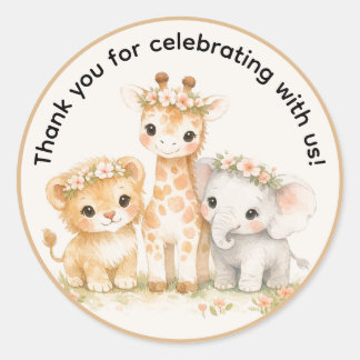 Adesivo Animais do Safari Floral Garota Boho Obrigada
