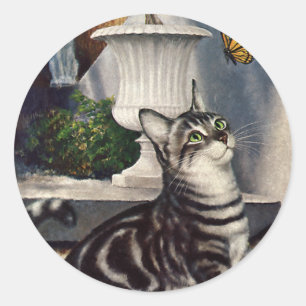 Adesivo Animais do vintage, gato de gato malhado bonito e