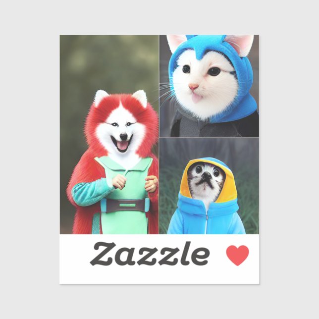 Adesivo Animais Felizes em Figurinos Engraçados #1 (Folha)