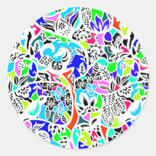 Adesivo Animais flores design colorido fofo