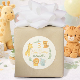 Adesivo Animais Fofos da Savana Festa de Aniversário Infan