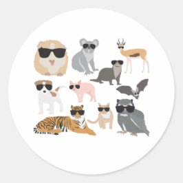 Adesivo Animais legal e Engraçados Vestindo óculos escuros