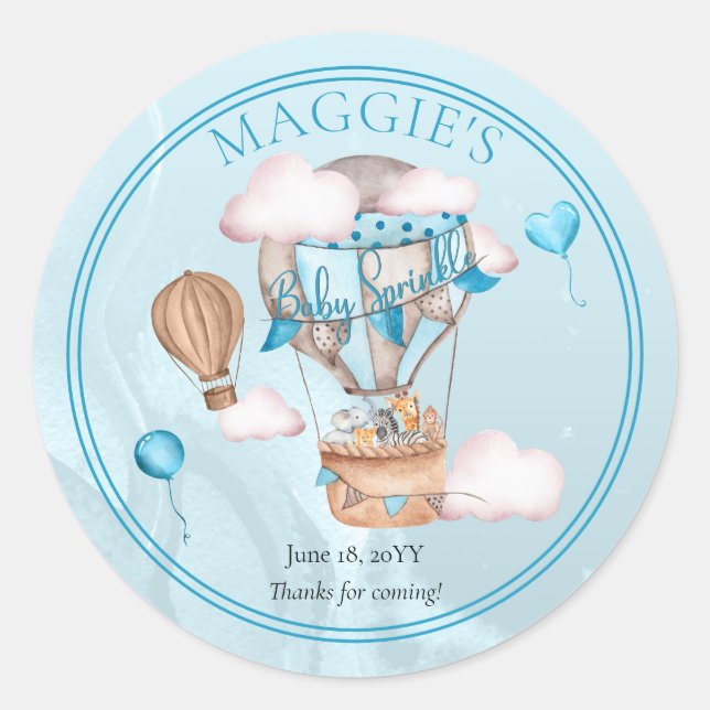 Adesivo Animais Safari Balões Blue Boy Sprinkle (Frente)