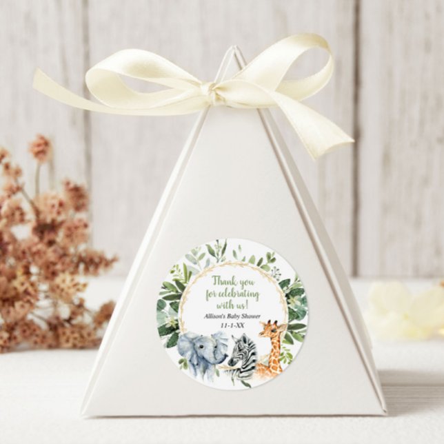 Adesivo Animais Safari chá de fraldas de ouro verde (Criador carregado)