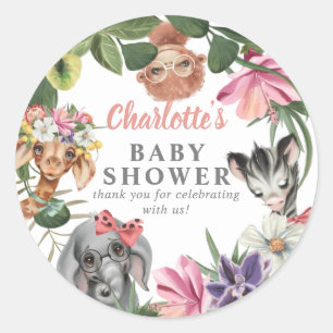 Adesivo Animais Safari Cute Selvagens Um Chá de fraldas R