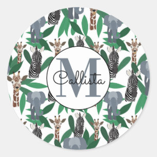 Adesivo Animais Safari do Elefante Girafa-Zebra Selva