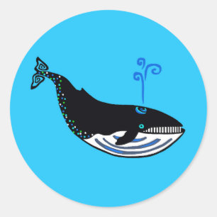 Adesivo Animais selvagens - Baleia Azul - Azul oceânico