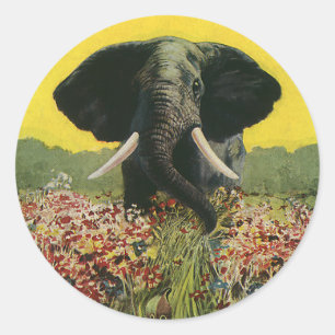 Adesivo Animais selvagens do vintage, elefante africano do