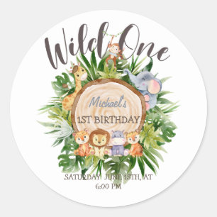 Adesivo Animais Selvagens Madeira Aniversário