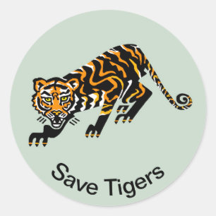 Adesivo Animais selvagens - Save TIGERS - Asia - Green