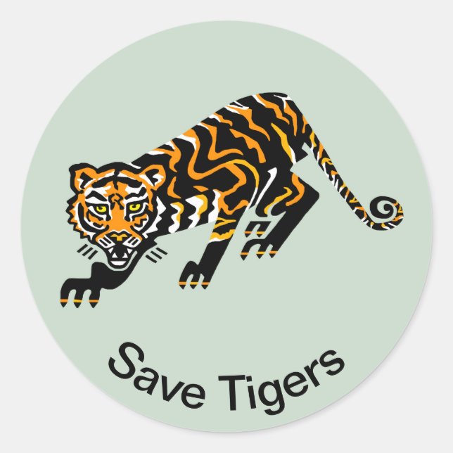 Adesivo Animais selvagens - Save TIGERS - Asia - Green (Frente)