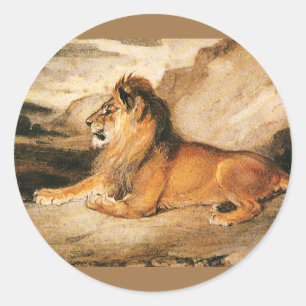 Adesivo Animais Selvagens Vintage, Leão Africano na Savana