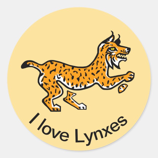 Adesivo Animal ameaçado - Adoro LYNXES - Amarelo selvagem (Frente)