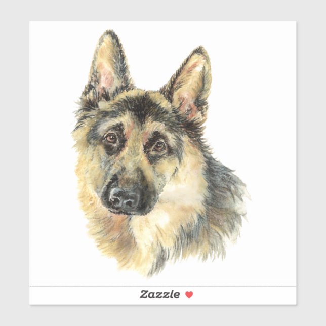Adesivo Animal de companhia de German shepherd de aquarela (Folha)