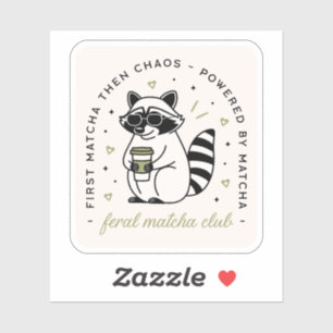 Adesivo animal engraçado kawaii do clube matcha bebendo Ra