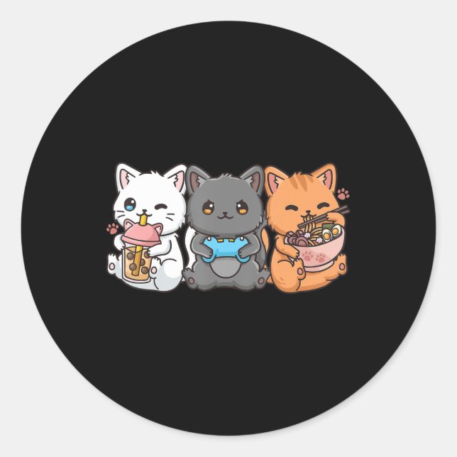 Adesivo Anime Boba Tea Bubble Tea Gamer Ramen Cat (Frente)