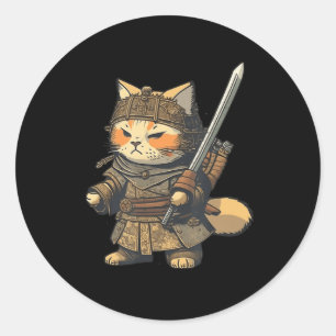 Adesivo Anime de Gato Samurai do Estilo Japonês Kawaii