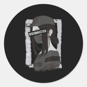 Adesivo Anime Desconectado - Aestético Japonês Vaporwave G