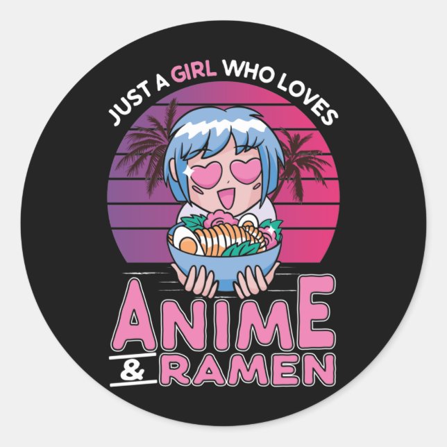 Adesivo Anime e Ramen Girl Otaku Retro Japan Manga (Frente)