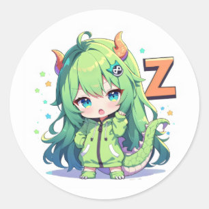 Adesivo Anime Garota Dragão Letra Z