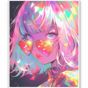 Adesivo Anime Girl Hearts