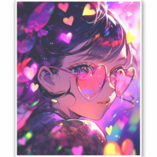 Adesivo Anime Girl Hearts