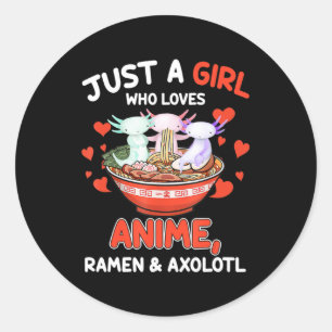 Adesivo Anime Kawaii Cute Axolotl Japonês Ramen Noodles G