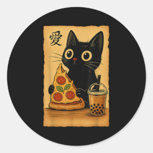 Adesivo Anime Kawaii Japonês Cat Zza A Tea Cat Comendo Zza