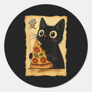 Adesivo Anime Kawaii Japonês Gata Pizza Aestética Cat Eati