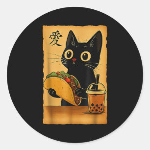 Adesivo Anime Kawaii Japonês Tacos A Tea Cat Comendo T