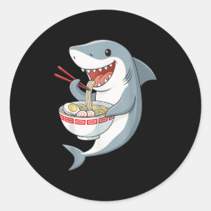 Adesivo Anime Kawaii Shark Eating Ramen Noodle Gifts Men W