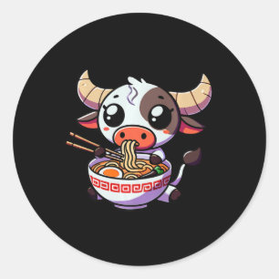 Adesivo Anime Kawaii Texas Vaca Comendo Roupa De Ramen