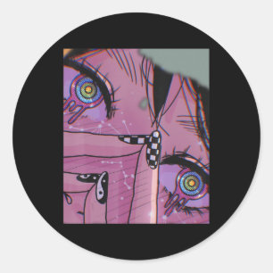 Adesivo Anime Olhos Pastel Kawaii Garota Estética Japonesa