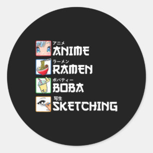 Adesivo Anime Ramen Boba Desenhando Leite de Manga Japonês