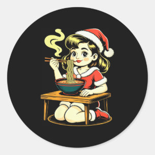 Adesivo Anime Ramen de Natal Feminino Kawaii Garota Santa