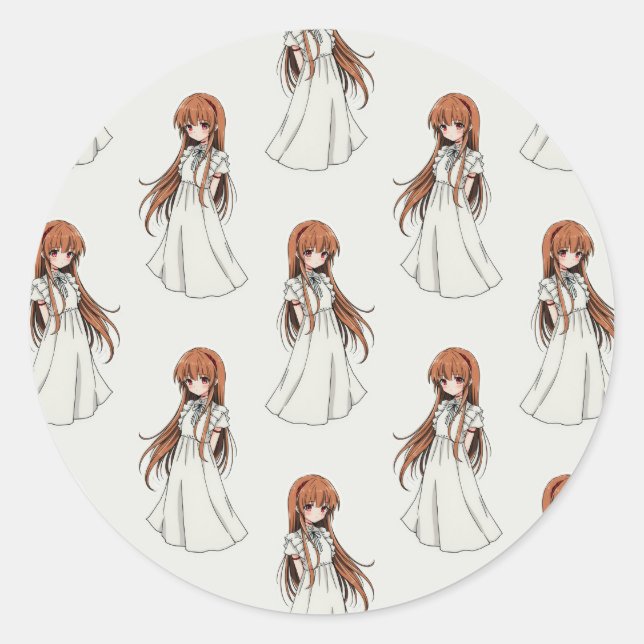 Adesivo Anime Weeb Girl Manga Pattern Design (Frente)