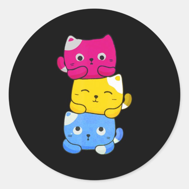 Adesivo Animes de Gato Kawaii, Pansexuais, Arte, Orgulho P (Frente)