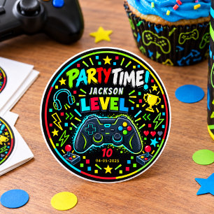 Adesivo Aniversariante de 10 anos Gamer Subiu de Level Fes