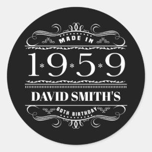 Adesivo Aniversário 1959 personalizado para homens