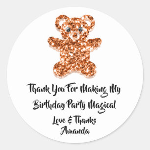 Adesivo Aniversário A Favor Da Glitter Orange Sweet Bear