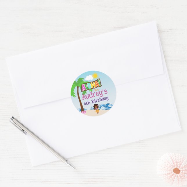 Adesivo Aniversário Aloha Luau (Envelope)