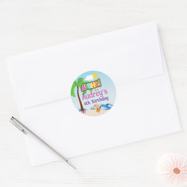 Adesivo Aniversário Aloha Luau (Envelope)