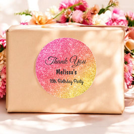 Adesivo Aniversário Amarelo Cor-de-Rosa Obrigado Sticker