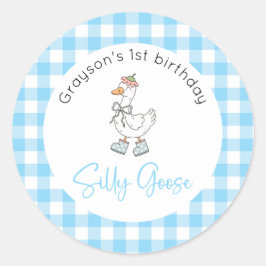 Adesivo Aniversário Azul do Ganso do bobo