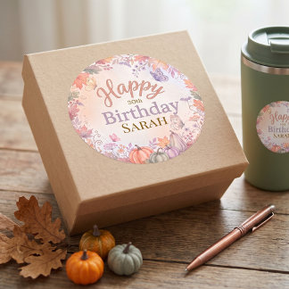 Adesivo Aniversário Boho Outono Halloween Personalizado