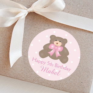 Adesivo Aniversário bonito da menina do urso de ursinho d