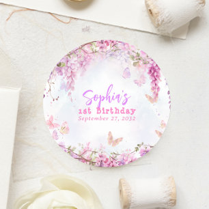 Adesivo Aniversário Borboleta Wisteria Floral Caprichoso